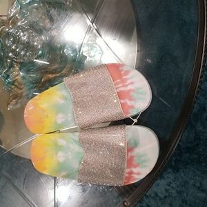 Multi colored bling slippers